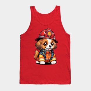 Adorable Firefighter Dog Tank Top